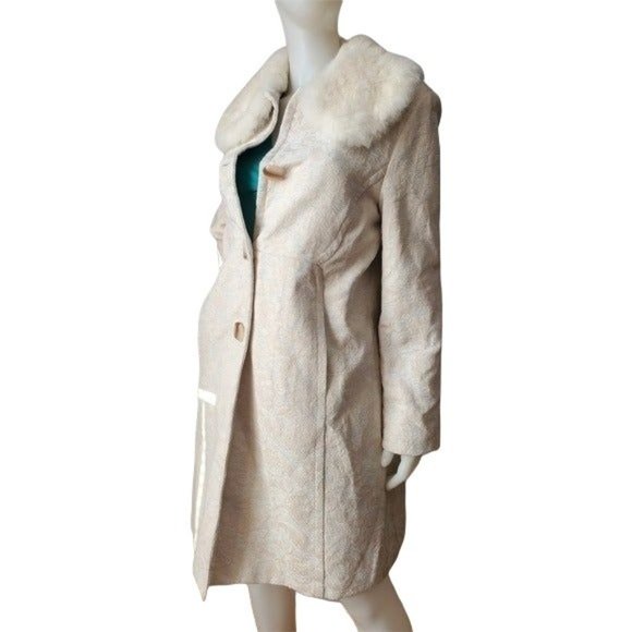 ENZO ANGIOLINI Coat Real Rabbit FUR Vintage JACQUARD Elegant
